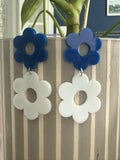 Double Flower Daisy Drop Earring