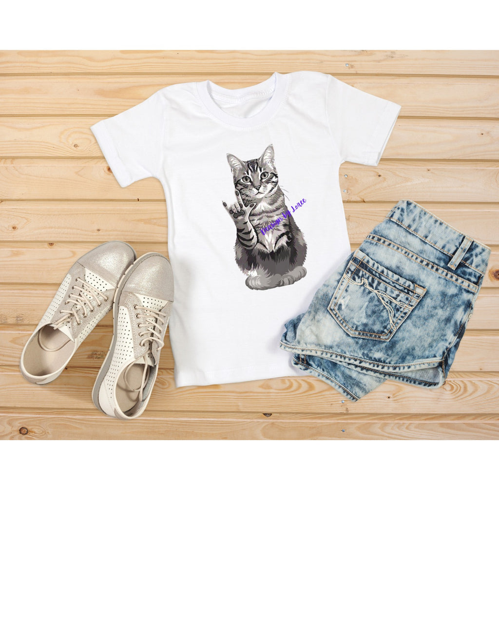 Tabby Cat with ASL Paw T Shirt